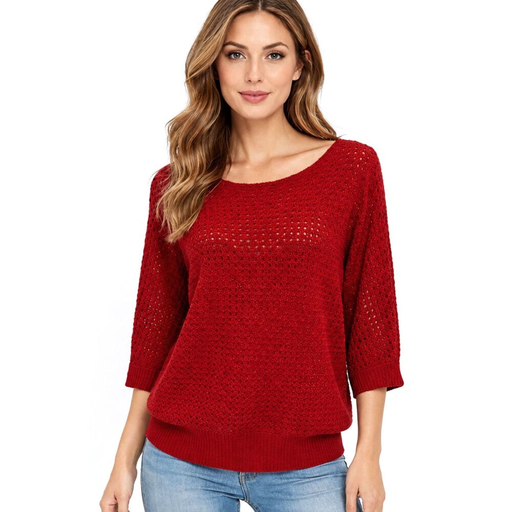 Chico's Red Wool Mohair Blend Sweater Size 1 (8) NWOT **